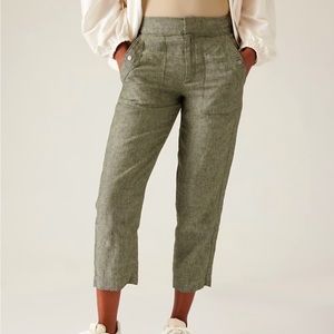 Athleta voyager linen pant green size 6 nwt